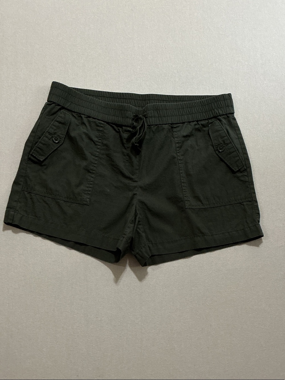 LOFT Dark Green Cargo Shorts with Elastic Waist